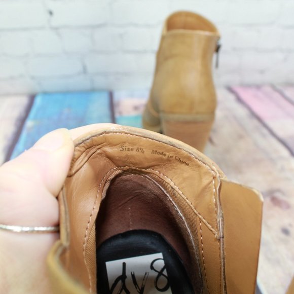 Dolce Vita Brown Leather Side Zipper High Heel Ankle Booties Size 8.5 - Picture 7 of 9